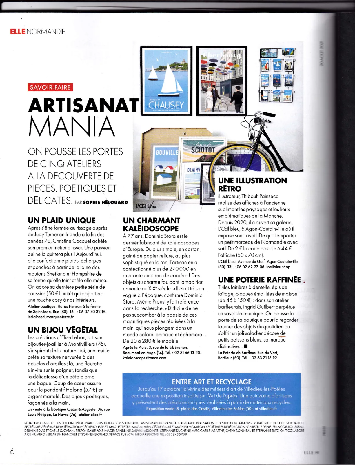 Article ELLE Normandie : Un charmant kaléidoscope