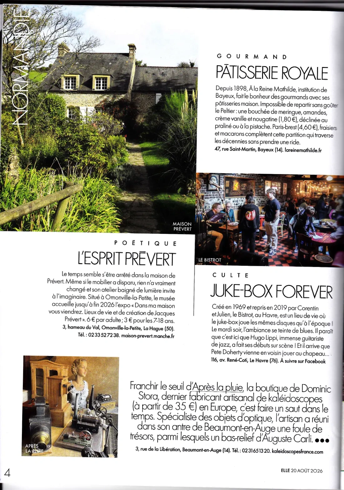 Article ELLE : Adresses normandes